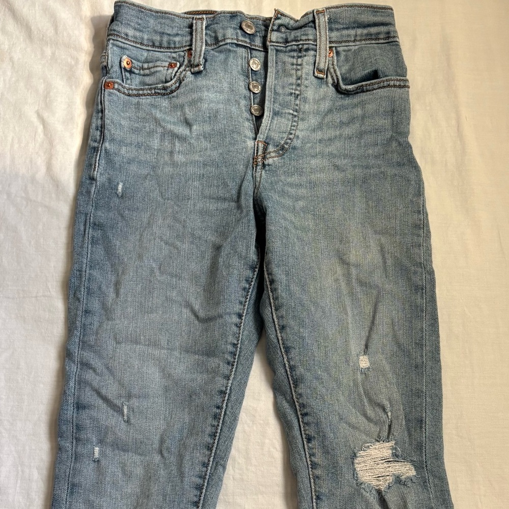 Levi's Light Blue Distressed Skinny Jeans